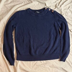 Navy Sweater with Button Detail
